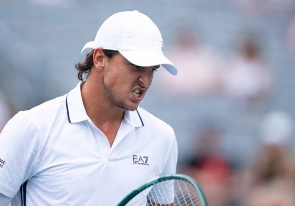 August 8, 2026, Montreal, Pq, Canada: Luciano Darderi of Italy reacts during his match against Nuno Borges of Portugal during round of 16 National Bank Open tennis action in Montreal on Saturday, Aug. 8, 2026. Canada News - August 8, 2026  - ZUMAc35_ 20260808_zaf_c35_024 Copyright: xChristinnexMuschix