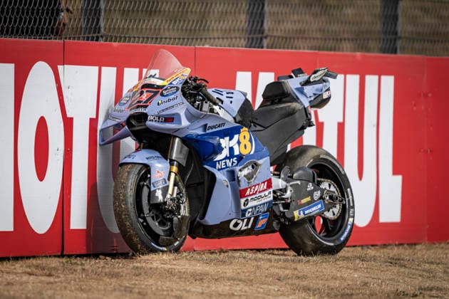 RECORD DATE NOT STATED 8th August 2026; Silverstone Circuit, Northamptonshire, England; 2026 MotoGP Grand Prix of Great Britain, Qualifying Day; The bike of Iker Lecuona of the BK8 Gresini Racing Team after his crash GodfreyxPitt