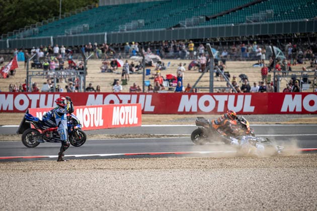 RECORD DATE NOT STATED 8th August 2026; Silverstone Circuit, Northamptonshire, England; 2026 MotoGP Grand Prix of Great Britain, Qualifying Day; Iker Lecuona of the BK8 Gresini Racing Team is frustrated after crashing in the Sprint race GodfreyxPitt