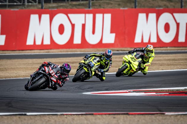 RECORD DATE NOT STATED 8th August 2026; Silverstone Circuit, Northamptonshire, England; 2026 MotoGP Grand Prix of Great Britain, Qualifying Day; Jorge Martin of the Aprilia Racing Team leads Ai Ogura of the Trackhouse Aprilia Team and Fabio Di Giannantonio of the Pertamina Enduro VR46 Racing Team during the Tissot sprint race GodfreyxPitt