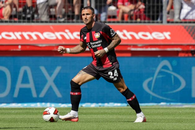 08.08.2026, xgrfx, Fussball Testspiel, Bayer Leverkusen - FC Sevilla v.l. Aleix Garcia (Bayer Leverkusen) (DFL DFB REGULATIONS PROHIBIT ANY USE OF PHOTOGRAPHS as IMAGE SEQUENCES and or QUASI-VIDEO) Leverkuseb *** August 8, 2026, xgrfx, Soccer Friendly Match, Bayer Leverkusen vs. FC Sevilla, featuring Aleix Garcia, Bayer Leverkusen, DFL, DFB. REGULATIONS PROHIBIT ANY USE OF PHOTOGRAPHS AS IMAGE SEQUENCES AND OR QUASI-VIDEO. Leverkuseb