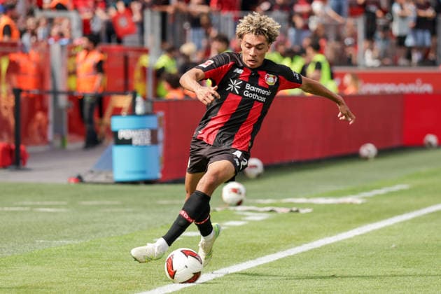 08.08.2026, xgrfx, Fussball Testspiel, Bayer Leverkusen - FC Sevilla v.l. Montrell Culbreath (Bayer Leverkusen) (DFL DFB REGULATIONS PROHIBIT ANY USE OF PHOTOGRAPHS as IMAGE SEQUENCES and or QUASI-VIDEO) Leverkuseb *** August 8, 2026, xgrfx, soccer friendly match, Bayer Leverkusen vs. FC Sevilla, Montrell Culbreath, Bayer Leverkusen, DFL, DFB. REGULATIONS PROHIBIT ANY USE OF PHOTOGRAPHS AS IMAGE SEQUENCES AND OR QUASI-VIDEO. Leverkusen
