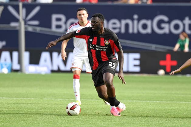 Victor Boniface (Bayer 04 Leverkusen) 08.08.2026, Fussball 1. Bundesliga, Saison 2026 2027, Testspiel, Bayer 04 Leverkusen - FC Sevilla 2:1 Leverkusen BayArena Nordrhein Westfalen Deutschland *** Victor Boniface, Bayer 04 Leverkusen, August 8, 2026, Soccer, Bundesliga 1, 2026–2027 Season, Friendly Match, Bayer 04 Leverkusen vs. Sevilla FC, 2–1, Leverkusen, BayArena, North Rhine-Westphalia, Germany Team2