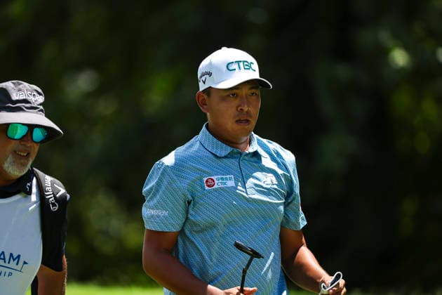 August 8, 2026: Kevin Yu teeing off at the third hole during the third round at 2026 Wyndham Championship, Sedgefield Country Club in Greensboro, North Carolina. CSM Greensboro United States of America - ZUMAc04_ 20260808_zma_c04_071 Copyright: xDavidxBeachx