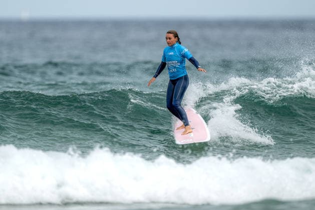 Surfing, Boardmasters 2026, World Surf League Canelle Lebreton (France) during the LQS1000 Longboard Pro Finals at the Boardmasters 2026 surfing championships at Fistral Beach, Newquay, UK on 8 August 2026. Newquay Fistral Beach Hampshire UK Editorial use only , Copyright: xStevexBaileyx PSI-24643-0454