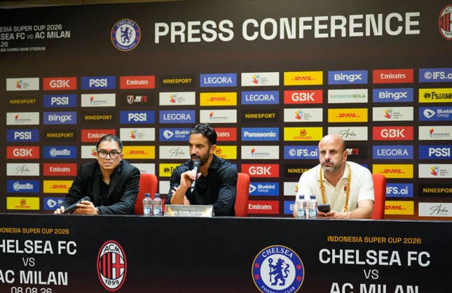 Chelsea FC v AC Milan - Pre-Season Friendly Ruben Amorim, head coach of AC Milan, speaks to the media during a post-match press conference, PK, Pressekonferenz following his team s 3-0 defeat to Chelsea in the Indonesia Super Cup 2026 at Gelora Bung Karno Stadium in Jakarta, Indonesia, on August 8, 2026. Jakarta Indonesia  Copyright: xAndrixMunazirx originalFilename:munazir-notitle260808_npi7C.jpg