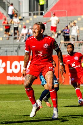 MAINZ, GERMANY - AUGUST 8: Phillip Tietz (1. FSV Mainz 05, 9) during the exhibition game between 1. FSV Mainz 05 vs. FC Paris at Bruchweg Stadium in preparation for the Bundesliga season 2026 27 on August 8, 2026 in Mainz, Germany. Rhineland-Palatinate Germany Copyright: xStephanxHahnex
