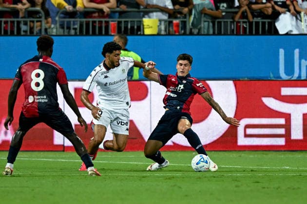 Cagliari s Cavuoti in action during the Serie A soccer match between Cagliari Calcio and Nice at the Unipol Domus in Cagliari, Sardinia - Saturday 8th august 2026. - Soccer  Copyright: x Â®xGianlucaxZuddas LaPressex