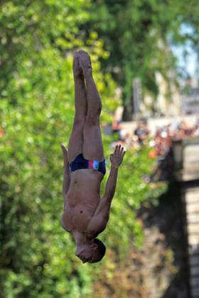 MenÕs High Diving, Andrea BARNABAI from Italy at the European Aquatics Championships Paris 2026, Paris, August 08, 2026 .  Copyright: xGianxMattiaxD Alberto LaPressex