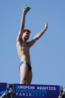 MenÕs High Diving, Davide BARALDI from Italy at the European Aquatics Championships Paris 2026, Paris, August 08, 2026 .  Copyright: xGianxMattiaxD Alberto LaPressex
