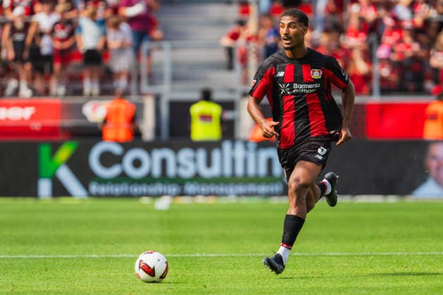 Loic Bade (Bayer 04 Leverkusen, 05) im laufen am Ball Bayer 04 Leverkusen vs. FC Sevilla, Fussball, Saisoneroeffnungspiel, Freundschaftsspiel, Saison 2026 27, 08.08.2026, DFL REGULATIONS PROHIBIT ANY USE OF PHOTOGRAPHS AS IMAGE SEQUENCES AND OR QUASI-VIDEO, Bayer 04 Leverkusen vs. FC Sevilla, Fussball, Saisoneroeffnungsspiel, Freundschaftsspiel, Saison 2026 27, 08.08.2026 Leverkusen *** Loic Bade of Bayer 04 Leverkusen, running with the ball in the 5th minute of Bayer 04 Leverkusen vs. FC Sevilla, soccer, season opener, friendly match, 2026–27 season, August 8, 2026, DFL regulations prohibit any use of photographs as image sequences and or quasi-video, Bayer 04 Leverkusen vs. FC Sevilla, soccer, season opener, friendly match, 2026–27 season, August 8, 2026, Leverkusen Copyright: xEibner-Pressefoto LukasxBaldygax EP_LBA