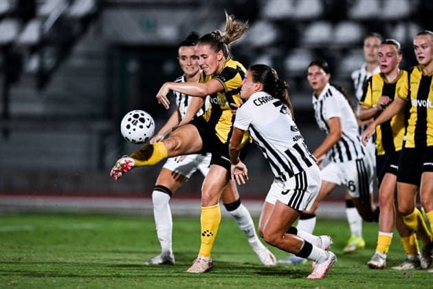 260808 Gudrun Arnardottir of Hammarby and Estela Carbonell of Juventus during the Women s Champions League qualifying match between Juventus and Hammarby on August 8, 2026 in Turin. Photo: Daniele Buffa BILDBYRAN COP 18 XY0123 fotboll football soccer fotball uefa womens champions league juventus hammarby dam bbeng *** August 8, 2008: Gudrun Arnardottir of Hammarby and Estela Carbonell of Juventus during the Women’s Champions League qualifying match between Juventus and Hammarby on August 8, 2026 in Turin. Photo by Daniele Buffa, BILDBYRAN COP 18 XY0123 soccer football UEFA Women’s Champions League Juventus Hammarby women’s soccer  Copyright: DANIELExBUFFA BB260808BB660