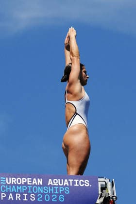 WomenÕs High Diving, Morgane HERCULANO from Switzerland at the European Aquatics Championships Paris 2026, Paris, August 08, 2026 .  Copyright: xGianxMattiaxD Alberto LaPressex