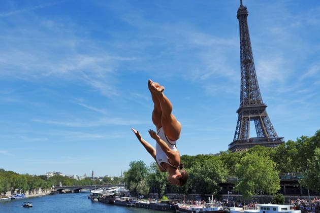 WomenÕs High Diving, Morgane HERCULANO from Switzerland at the European Aquatics Championships Paris 2026, Paris, August 08, 2026 .  Copyright: xGianxMattiaxD Alberto LaPressex