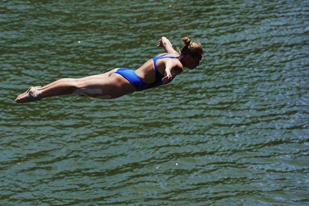 WomenÕs High Diving, Nelli CHUKANIVSKA from Ukraine at the European Aquatics Championships Paris 2026, Paris, August 08, 2026 .  Copyright: xGianxMattiaxD Alberto LaPressex