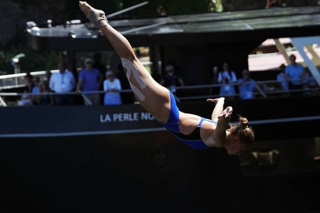 WomenÕs High Diving, Nelli CHUKANIVSKA from Ukraine at the European Aquatics Championships Paris 2026, Paris, August 08, 2026 .  Copyright: xGianxMattiaxD Alberto LaPressex
