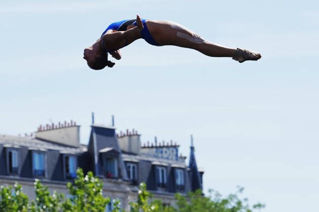 WomenÕs High Diving, Nelli CHUKANIVSKA from Ukraine at the European Aquatics Championships Paris 2026, Paris, August 08, 2026 .  Copyright: xGianxMattiaxD Alberto LaPressex