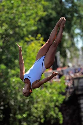 WomenÕs High Diving, Morgane HERCULANO from Switzerland at the European Aquatics Championships Paris 2026, Paris, August 08, 2026 .  Copyright: xGianxMattiaxD Alberto LaPressex