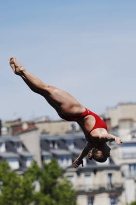 WomenÕs High Diving, Ginni van KATWIJK from Nederland at the European Aquatics Championships Paris 2026, Paris, August 08, 2026 .  Copyright: xGianxMattiaxD Alberto LaPressex