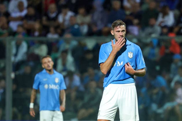 Napoli™s Lorenzo Lucca during the friendly match Napoli and Celta Vigo at the Teofilo Patini Stadium in Castel Di Sangro, Central Southern Italy - Saturday, August 08 , 2026. - Soccer .  Copyright: xAlessandroxGarofalo LaPressex