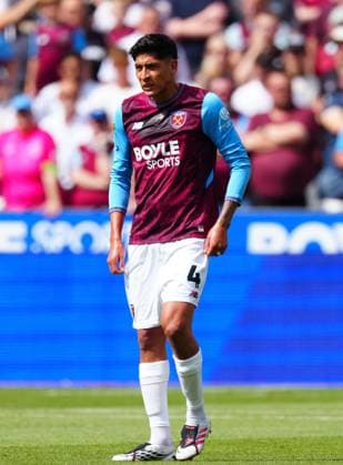 Edson Alvarez of West Ham United West Ham United v Portsmouth, EFL Carabao Cup, First Round, Football, London Stadium, London, UK - 08 Aug 2026London London Stadium United Kingdom EDITORIAL USE ONLY No use with unauthorised audio, video, data, fixture lists, club league logos or live services. Online in-match use limited to 120 images, no video emulation. No use in betting, games or single club league player publications.  Copyright: xJavierxGarcia Shutterstockx 17051072hb