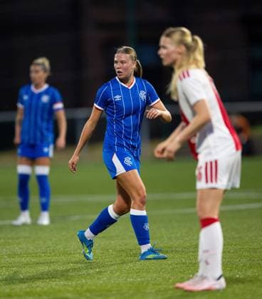 Sophie Black of Rangers Women during UEFA Women s Champions League Qualifying Round Two Final match at Petershill Park, Glasgow. Ajax v Rangers Women - UEFA Women s Champions League Qualifying Round Two Final - Petershill Park, Glasgow, Lanarkshire, Scotland, UK - 08 Aug 2026Glasgow Petershill Park Lanarkshire, Scotland United Kingdom EDITORIAL USE ONLY  Copyright: xRangersxFC Shutterstockx 17057281bl