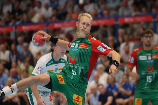Sport Bilder des Tages #2 08.08.2026, xtgx, Handball Turnier, SC Magdeburg - SC DHfK Leipzig emspor, v.l. Matthias Musche (Magdeburg, 6) wirft Tor, Torschuetze, erzielt Tor, Treffer, scores the goal Lößnitz *** August 8, 2026, xtgx, Handball Tournament, SC Magdeburg vs. SC DHfK Leipzig emspor, from left: Matthias Musche (Magdeburg), 6 takes a shot, goal scorer, scores a goal, Lößnitz