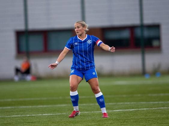 Katie Wilkinson of Rangers Women during UEFA Women s Champions League Qualifying Round Two Final match at Petershill Park, Glasgow. Ajax v Rangers Women - UEFA Women s Champions League Qualifying Round Two Final - Petershill Park, Glasgow, Lanarkshire, Scotland, UK - 08 Aug 2026Glasgow Petershill Park Lanarkshire, Scotland United Kingdom EDITORIAL USE ONLY  Copyright: xRangersxFC Shutterstockx 17057281bm