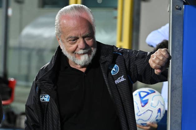 IPA87332406 - Aurelio De Laurentis, President of S.S.C. Napoli, at a preseason friendly match between S.S.C. Napoli and Real Club Celta de Vigo at the Teofilo Patini Stadium on August 8, 2026, in Castel di Sangro, Italy.  Copyright: xDomenicoxCippitelli IPAxSportx xx 87332406