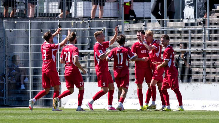 Spieler vom TSV Steinbach Haiger, jubeln über das Tor zum 1:2, Jubel, Torjubel, Torerfolg, celebrate the goal, goal, celebration, jubelt ueber das Tor, Freuen, Freude, freut sich, optimistisch, positiv, Spielszene, Highlight, Action, Aktion, 08.08.2026, Sandhausen (Deutschland), Fussball, Regionalliga Südwest, SV Sandhausen - TSV Steinbach Haiger *** Players from TSV Steinbach Haiger celebrate the goal that makes the score 1–2, Celebration, goal celebration, goal scored, celebrating the goal, goal, celebration, cheering over the goal, joy, happiness, happy, optimistic, positive, game scene, highlight, action, 08 08 2026, Sandhausen, Germany, soccer, Regionalliga Südwest, SV Sandhausen vs. TSV Steinbach Haiger xozx