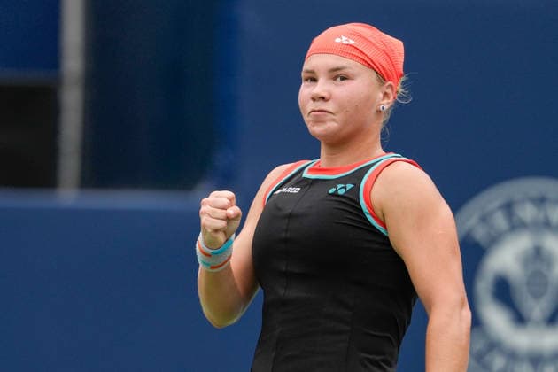 WTA, Tennis Damen Masters 1000 National Bank Open Toronto 2026 - Round of 16 - Day 8 Diana Shnaider of Russia celebrates after a point during the Women™s Singles round of 16 match against Jessica Pegula of United States on day 8 of the WTA Masters 1000 National Bank Open at Sobeys Stadium on August 8, 2026, in Toronto, Canada. (Photo by Leonardo Ramirez Eyepix Group) Copyright: xLeonardoxRamirezx xEyepixxGroupx LR_08082026_195032