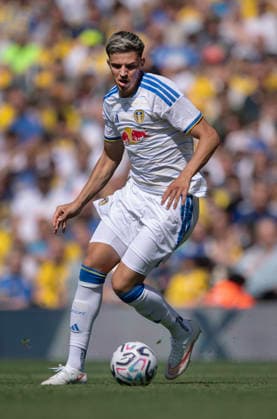 Leeds United v RB Leipzig - Pre-Season Friendly LEEDS, ENGLAND - AUGUST 8: Tarik Muharemovic of Leeds United in action during the during the pre-season friendly match between Leeds United and RB Leipzig at Elland Road on August 8, 2026 in Leeds, England. ***Local Caption*** Tarik Muharemovic Leeds Elland Road England United Kingdom Copyright: xVisionhausx 776537830