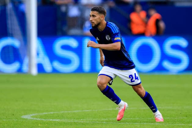 GELSENKIRCHEN, GERMANY - AUGUST 8: Adil Aouchiche of FC Schalke 04 looks on during the pre-season friendly match between FC Schalke 04 and Atalanta BC at the Veltins-Arena on August 8, 2026 in Gelsenkirchen, Germany.  Copyright: xRenexNijhuis MBxMediax