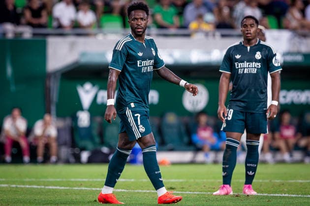 Fußball, Testspiel, Ferencvaros Budapest -Real Madrid FERENCVAROS - REAL MADRID Vinicius Junior Vini Jr of Real during the FIFA friendly football match between Ferencvaros and Ream Madrid CF at the Ferencvaros stadium (Groupama arena). Budapest, Hungary, August 08, 2026. Photo by Branislav Racko Copyright: xx 080A9833