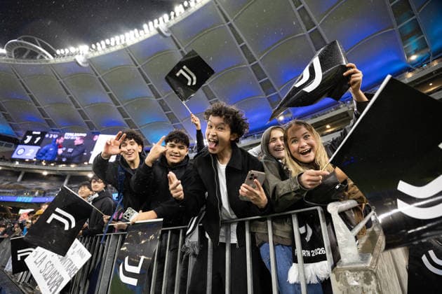 SOCCER JUVENTUS INTER, Juventus fans post game during the soccer exhibition match between Juventus and Inter Milan at Optus Stadium in Perth, Saturday, August, 8, 2026. ( NO ARCHIVING PERTH WESTERN AUSTRALIA AUSTRALIA  Copyright: xINGOxBURKHARDTx 20260809194306545931