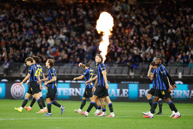 SOCCER JUVENTUS INTER, Inter after goal during the soccer exhibition match between Juventus and Inter Milan at Optus Stadium in Perth, Saturday, August, 8, 2026. ( NO ARCHIVING PERTH WESTERN AUSTRALIA AUSTRALIA  Copyright: xINGOxBURKHARDTx 20260809190499881312