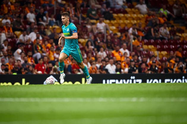 Galatasaray vs Villarreal CF friendly match Juan Foyth of Villarreal CF in action during the match. Galatasaray and Villarreal CF faced each other during friendly match. The match took place Ali Sami Yen Rams Park Stadium on August 8th, 2026. Istanbul Istanbul Turkey Copyright: xBurakxBasturkx