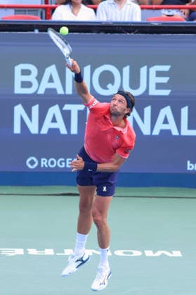 ATP, Tennis Herren Masters 1000 National Bank Open Montreal 2026 - Round of 16 - Day 8 Arthur Rinderknech of France serves during the Men™s round of 16 match against Brandon Nakashima of United States on day 8 of the ATP Masters 1000 National Bank Open at IGA Stadium. on August 8, 2026, in Montreal, Canada. (Photo by Horacio Zamora Eyepix Group) Copyright: xHoracioxZamorax xEyepixxGroupx HZ_08082026_195041