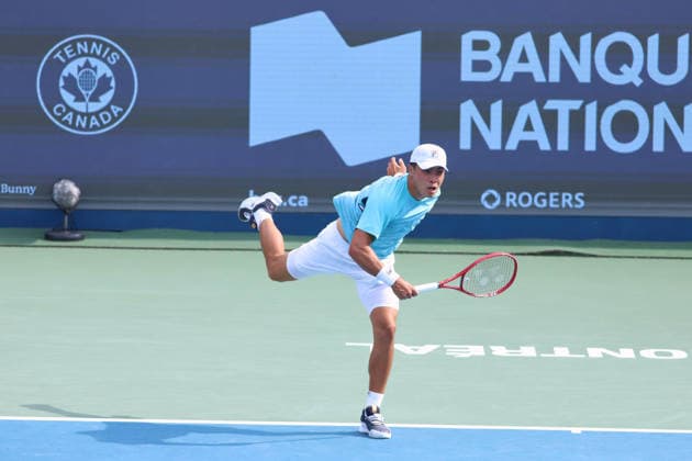 ATP, Tennis Herren Masters 1000 National Bank Open Montreal 2026 - Round of 16 - Day 8 Brandon Nakashima of United States serves during the Men™s round of 16 match against Arthur Rinderknech of France on day 8 of the ATP Masters 1000 National Bank Open at IGA Stadium. on August 8, 2026, in Montreal, Canada. (Photo by Horacio Zamora Eyepix Group) Copyright: xHoracioxZamorax xEyepixxGroupx HZ_08082026_195056