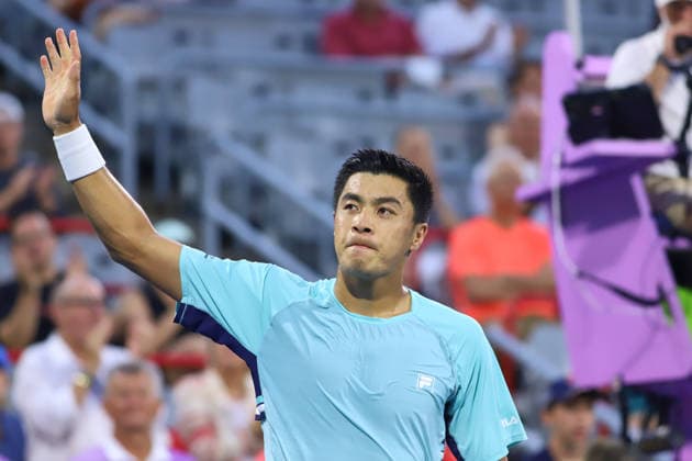 ATP, Tennis Herren Masters 1000 National Bank Open Montreal 2026 - Round of 16 - Day 8 Brandon Nakashima of United States celebrates his victory during the Men™s round of 16 match against Arthur Rinderknech of France on day 8 of the ATP Masters 1000 National Bank Open at IGA Stadium. on August 8, 2026, in Montreal, Canada. (Photo by Horacio Zamora Eyepix Group) Copyright: xHoracioxZamorax xEyepixxGroupx HZ_08082026_195116