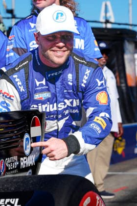 August 8, 2026, Portland, Oregon, USA: Felix Rosenqvist, driver of the 60 Meyer Shank Racing Honda, celebrates after capturing pole position during qualifying for the IndyCar, Indy Car, IRL, USA Grand Prix of Portland at the Portland International Raceway. Portland USA - ZUMAd212 20260808_zsp_d212_013 Copyright: xRichardxDolex