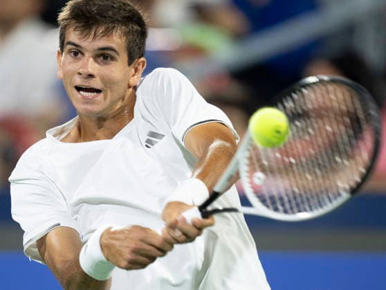 August 8, 2026, Montreal, Pq, Canada: Rafael Jodar of Spain hits a return to Jiri Lehecka of Czechia during Round of 16 tennis action at the National Bank Open in Montreal on Saturday, Aug. 8, 2026. Canada News - August 8, 2026  - ZUMAc35_ 20260808_zaf_c35_134 Copyright: xChristinnexMuschix