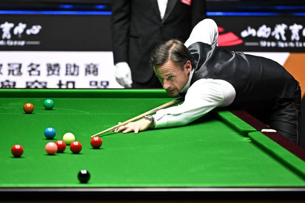 TAIYUAN, CHINA - AUGUST 08: David Gilbert of England plays a shot in the first round match against Ding Junhui of China on day 1 of the 2026 World Snooker Tour China Open at Taiyuan Binhe Sports Center on August 8, 2026 in Taiyuan, Shanxi Province of China.  Copyright: xChinaxNewsxServicex 111658817036