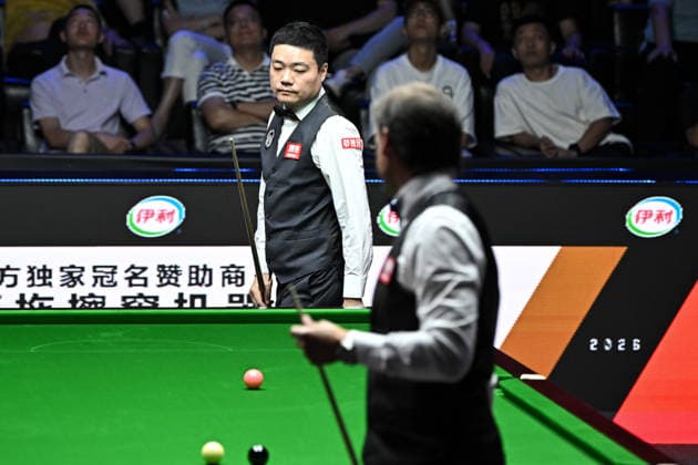 TAIYUAN, CHINA - AUGUST 08: Ding Junhui of China reacts in the first round match against David Gilbert of England on day 1 of the 2026 World Snooker Tour China Open at Taiyuan Binhe Sports Center on August 8, 2026 in Taiyuan, Shanxi Province of China.  Copyright: xChinaxNewsxServicex 111658816747