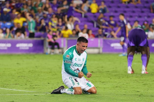 August 8, 2026, Orlando, Florida, USA: LeoÂ³n midfielder FERNANDO BELTRoÂN (6) celebrate after a win during a match against Orlando City SC. Orlando City SC hosted Leon in a Leagues Cup march at Inter.Co Stadium in Orlando, FL. Orlando USA - ZUMAm299 20260808_znp_m299_030 Copyright: xTaylorxMcFeex
