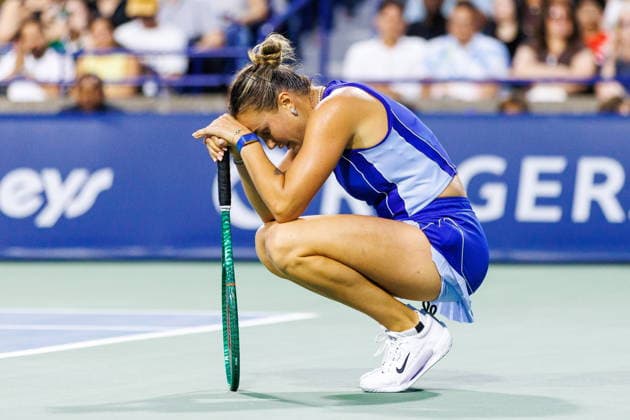 August 8, 2026, Toronto, On, Canada: Aryna Sabalenka reacts during a match against Ekaterina Alexandrova during round of 16 National Bank Open Tennis action in Toronto, on Saturday, Aug. 8, 2026. Canada News - August 8, 2026  - ZUMAc35_ 20260808_zaf_c35_142 Copyright: xKeitoxNewmanx