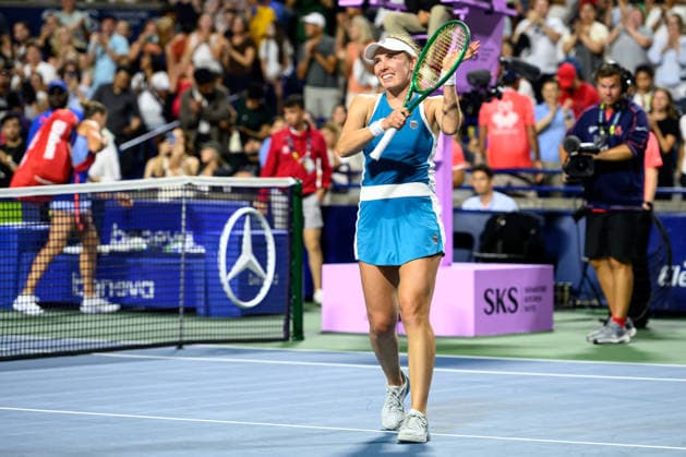 August 8, 2026, Toronto, Ontario, Canada: EKATERINA ALEXANDROVA celebrates winning her round-of-16 match against Aryna Sabalenka of Belarus at the National Bank Open, part of the Hologic WTA, Tennis Damen Tour at Sobeys Stadium. Tennis 2026: WTA 1000 National Bank Open Presented By Rogers.  - ZUMAr228 20260808_znp_r228_013 Copyright: xVasiliyxRyabykhx