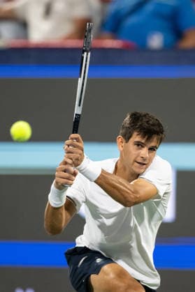 MONTREAL, QC - AUGUST 08: Raphael Jodar from Spain returns the ball the ball against Jiri Lehecka from Czeckia during their singles Round of 16 match on day seven of the ATP, Tennis Herren 1000 National Bank Open presented by Rogers at Stade IGA on August 8, 2026 in Montreal, Quebec, Canada. (Photo by Vincent Ethier Icon Sportswire) TENNIS: AUG 08 National Bank Open EDITORIAL USE ONLY Icon2608082950