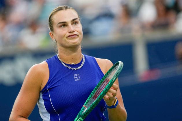 WTA, Tennis Damen Masters 1000 National Bank Open Toronto 2026 - Round of 16 - Day 8 Aryna Sabalenka of Belarus reacts during the Women™s Singles round of 16 match against Yekaterina Aleksandrova of Russia on day 8 of the WTA Masters 1000 National Bank Open at Sobeys Stadium on August 8, 2026, in Toronto, Canada. (Photo by Leonardo Ramirez Eyepix Group) Copyright: xLeonardoxRamirezx xEyepixxGroupx LR_08082026_09384