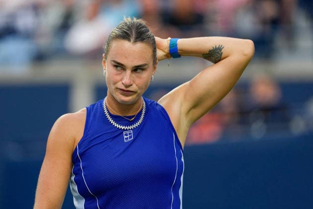 WTA, Tennis Damen Masters 1000 National Bank Open Toronto 2026 - Round of 16 - Day 8 Aryna Sabalenka of Belarus reacts during the Women™s Singles round of 16 match against Yekaterina Aleksandrova of Russia on day 8 of the WTA Masters 1000 National Bank Open at Sobeys Stadium on August 8, 2026, in Toronto, Canada. (Photo by Leonardo Ramirez Eyepix Group) Copyright: xLeonardoxRamirezx xEyepixxGroupx LR_08082026_09408